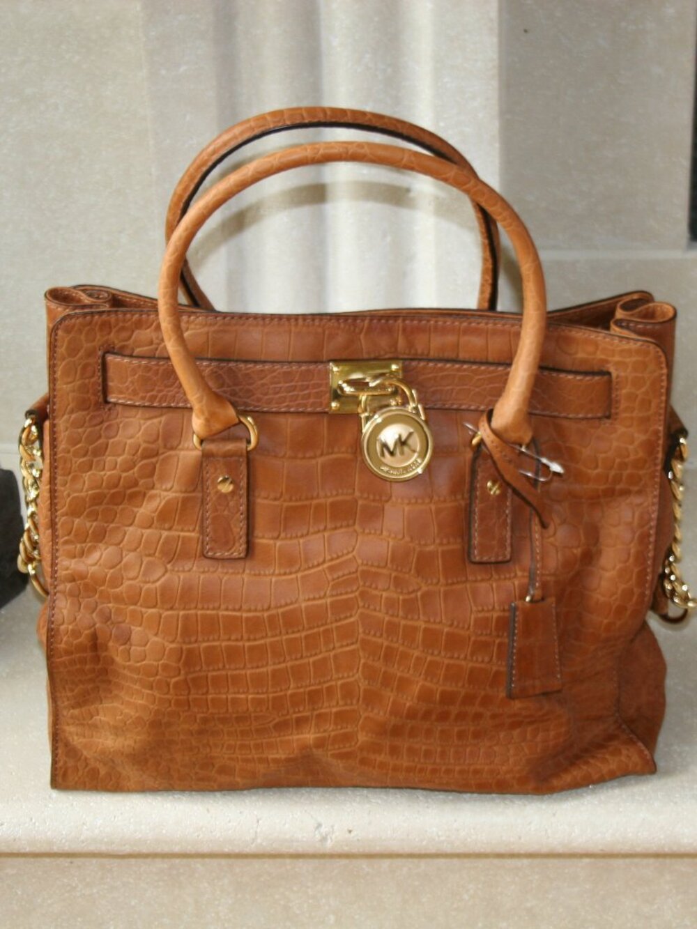 Michael Kors Croc Embossed Leather Satchel